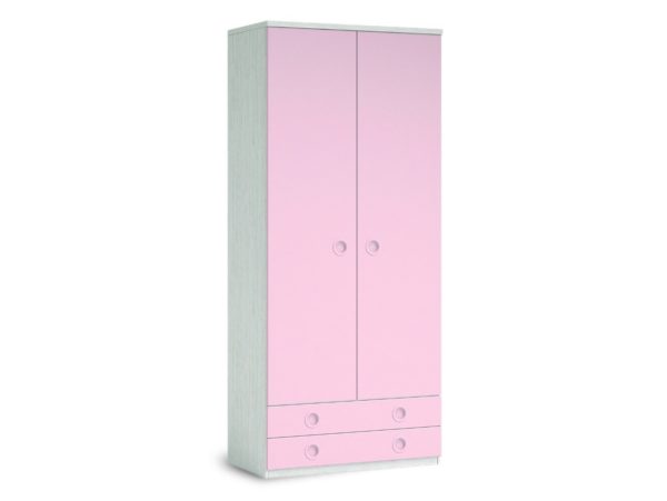 armario 2 puertas y 2 cajones color artico rosa 2