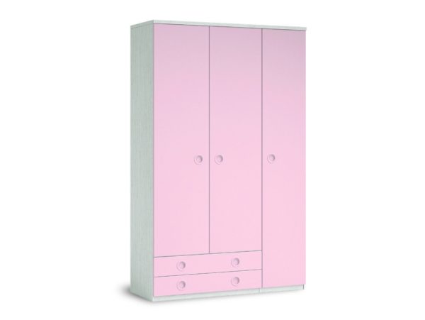 armario 3 puertas y 2 cajones color artico rosa 2