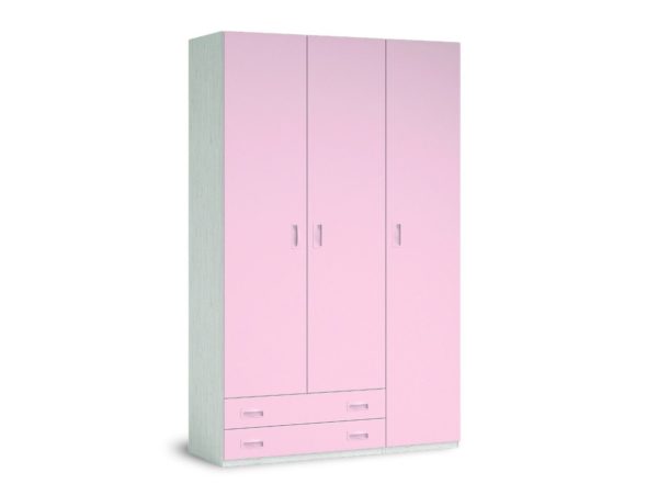 armario 3 puertas y 2 cajones color artico rosa