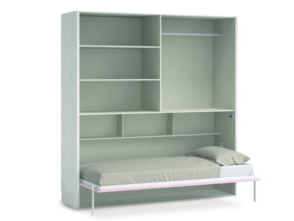 cama abatible horizontal con armario 4 puertas color artico rosa 1