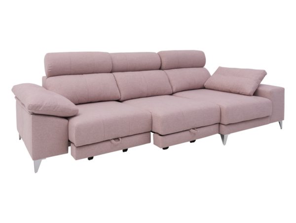 chaise longue derecho con asientos deslizantes de carro tapizado rosa 1