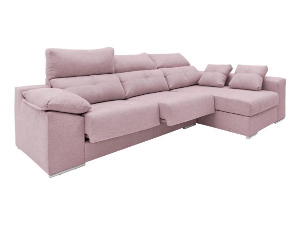 chaise longue derecho con asientos deslizantes tapizado rosa 1