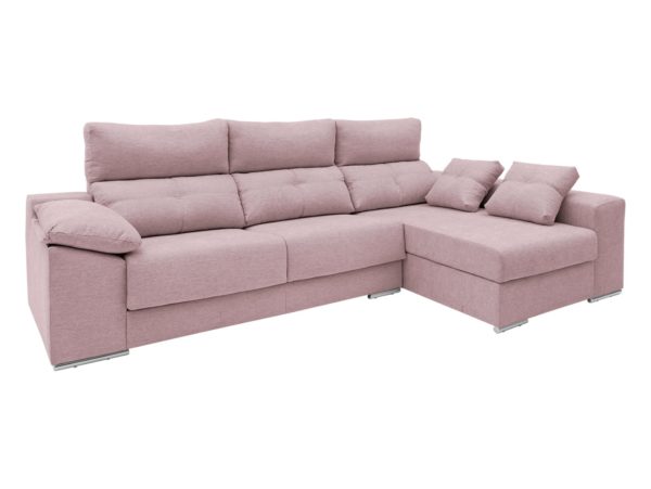 chaise longue derecho con asientos deslizantes tapizado rosa