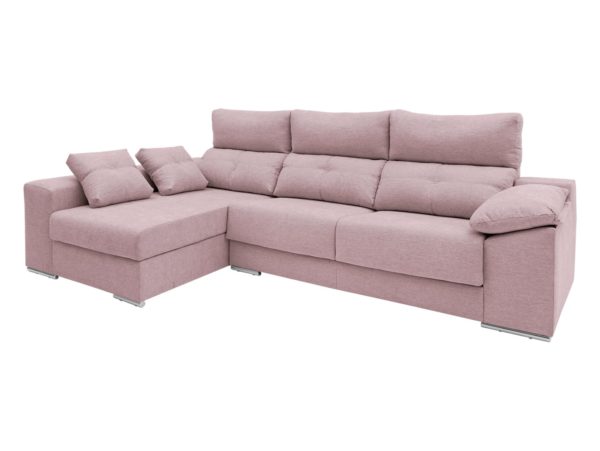 chaise longue izquierdo con asientos deslizantes tapizado rosa