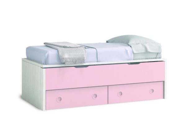 compacto 2 camas y 2 cajones color artico rosa