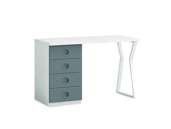 escritorio 120 cm con 4 cajones color artico pizarra blanco