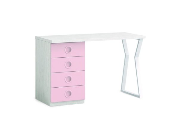 escritorio 120 cm con 4 cajones color artico rosa blanco