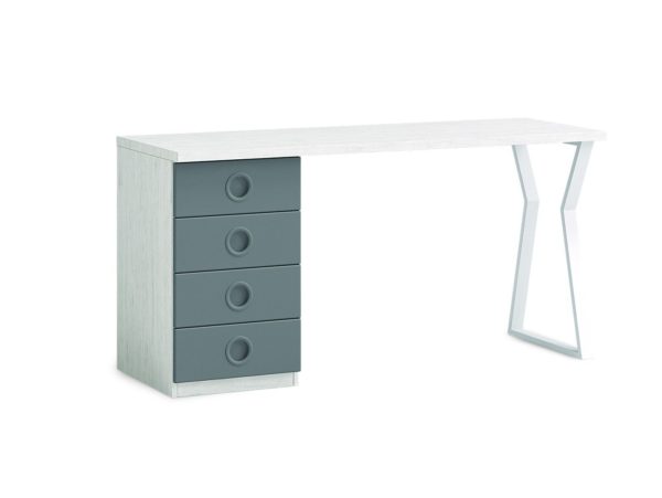 escritorio 150 cm con 4 cajones color artico pizarra blanco