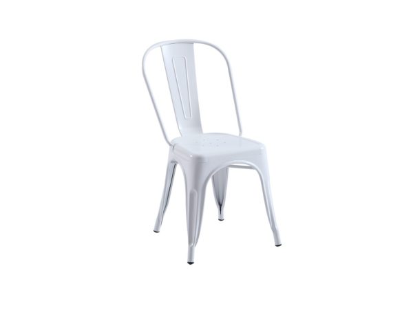 pack 4 sillas vintage de chapa de acero color blanco