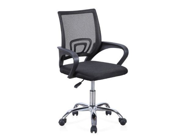 silla de oficina giratoria elevable y con refuerzo lumbar color negro