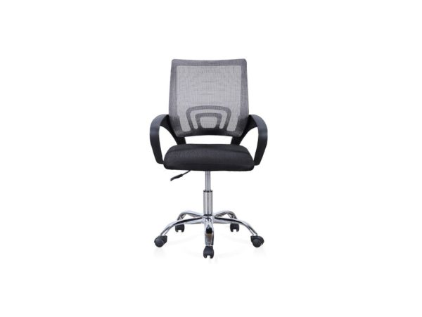 silla de oficina giratoria elevable y con refuerzo lumbar color negro gris 1