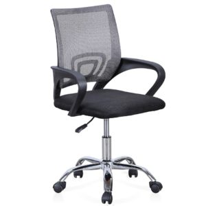 silla de oficina giratoria elevable y con refuerzo lumbar color negro gris