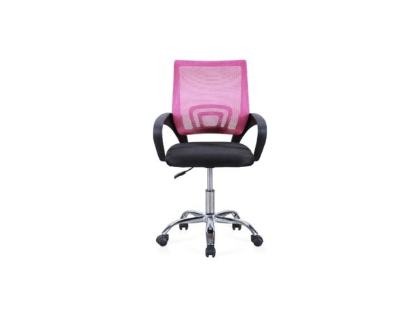 silla de oficina giratoria elevable y con refuerzo lumbar color negro rosa 1