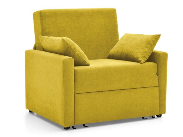 sillon cama sistema de apertura extensible tapizado amarillo