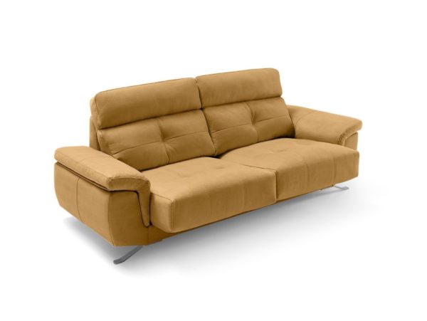 sofa 2 plazas con asientos deslizantes tapizado mostaza 1