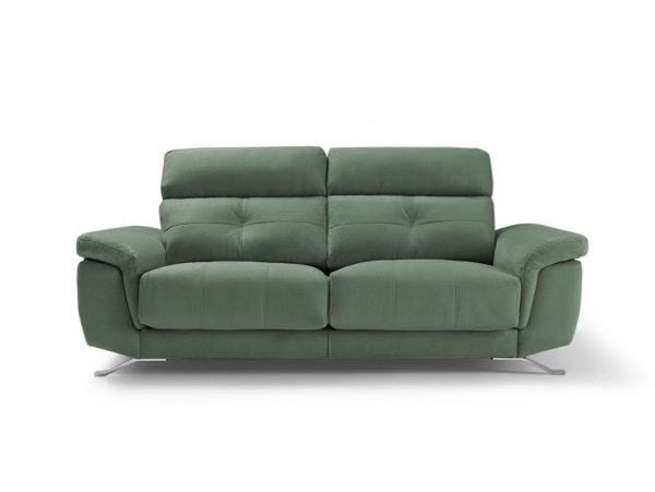 sofa 2 plazas con asientos deslizantes tapizado verde jade