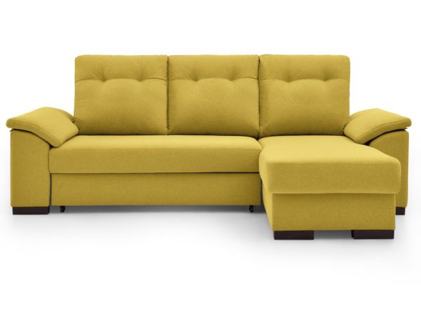sofa cama chaise longue con sistema de apertura arrastre elevable tapizado amarillo 2