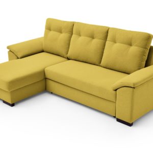 sofa cama chaise longue con sistema de apertura arrastre elevable tapizado amarillo 3