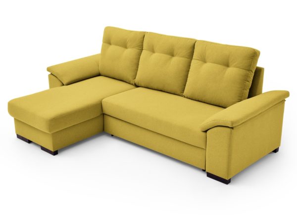 sofa cama chaise longue con sistema de apertura arrastre elevable tapizado amarillo 3