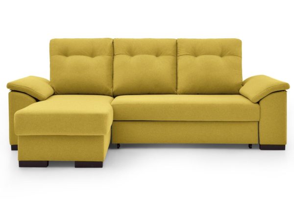 sofa cama chaise longue con sistema de apertura arrastre elevable tapizado amarillo 5