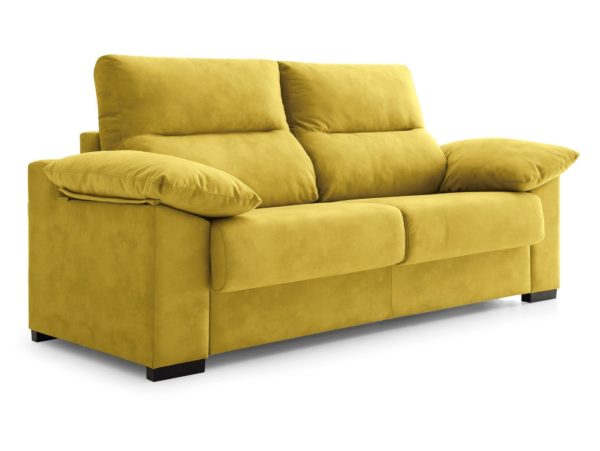 sofa cama con sistema de apertura italiano tapizado amarillo